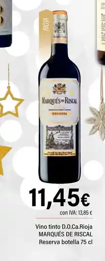 Cash Ifa MARQUÉS DE RISCAL Vino tinto D.O.Ca.Rioja Reserva botella oferta