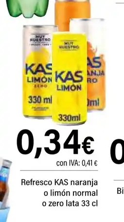 Cash Ifa KAS Refresco naranja o limón normal o zero lata oferta