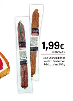 Cash Ifa DÍAZ Chorizo ibérico Velita o Salchichón ibérico pieza oferta