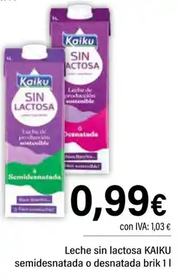 Cash Ifa KAIKU Leche sin lactosa semidesnatada o desnatada oferta