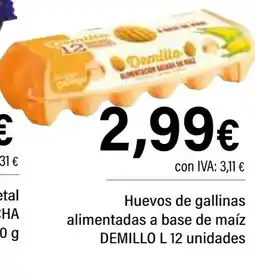 Cash Ifa DEMILLO Huevos de gallinas alimentadas a base de maíz oferta