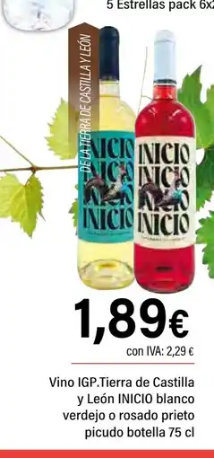 Cash Ifa INICIO Vino IGP.Tierra de Castilla y León blanco verdejo o rosado prieto picudo botella oferta