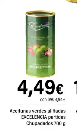 Cash Ifa EXCELENCIA Aceitunas verdes aliñadas partidas Chupadedos oferta