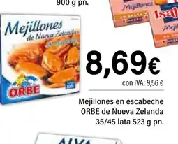 Cash Ifa ORBE Mejillones en escabeche de Nueva Zelanda 35/45 lata oferta