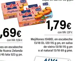 Cash Ifa ISABEL Mejillones en escabeche en salsa de vieira o al natural oferta