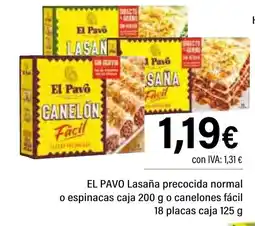 Cash Ifa EL PAVO Lasaña precocida normal o espinacas caja o canelones fácil oferta