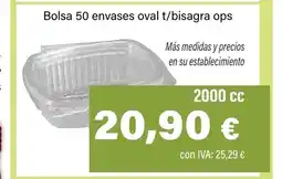 Cash Ifa Bolsa 50 envases oval t/bisagra ops oferta