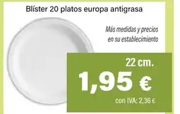 Cash Ifa Blister 20 platos europa antigrasa oferta