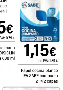 Cash Ifa IFA SABE Papel cocina blanco compacto oferta