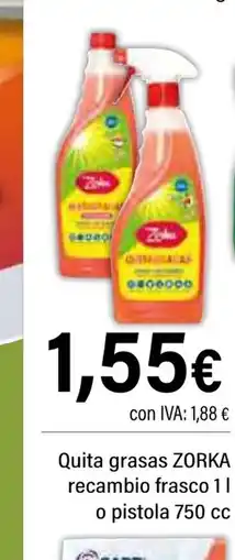 Cash Ifa ZORKA Quita grasas recambio frasco o pistola oferta