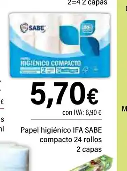 Cash Ifa IFA SABE Papel higiénico compacto 24 rollos 2 capas oferta