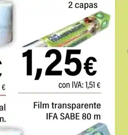 Cash Ifa IFA SABE Film transparente oferta