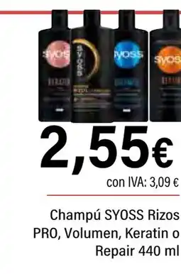 Cash Ifa SYOSS Champú Rizos PRO, Volumen, Keratin o Repair oferta