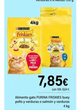 Cash Ifa PURINA FRISKIES Alimento gato buey pollo y verduras o salmon y verduras oferta