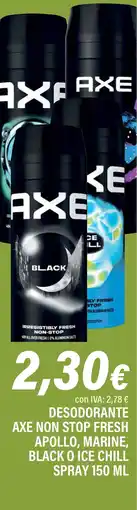 Cash Ifa Desodorante axe non stop fresh apollo, marine, black o ice chill spray oferta