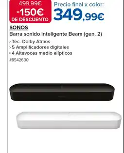 Costco SONOS Barra sonido inteligente Beam (gen. 2) oferta