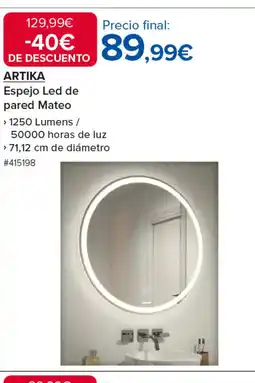 Costco ARTIKA Espejo Led de pared Mateo oferta