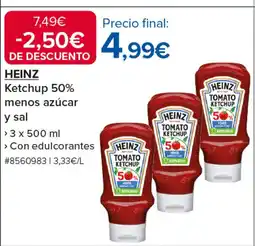 Costco HEINZ Ketchup 50% menos azúcar y sal oferta