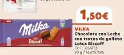 FROIZ MILKA Chocolate con Leche con trozos de galleta Lotus Biscoff oferta