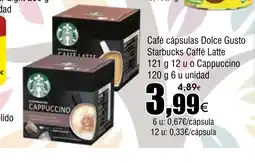 FROIZ Café cápsulas Dolce Gusto Starbucks Caffé Latte oferta