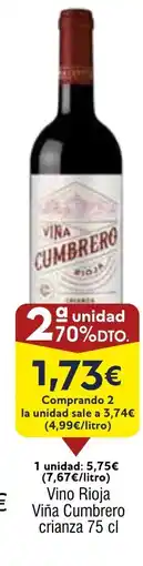 FROIZ Vino Rioja Viña Cumbrero crianza oferta