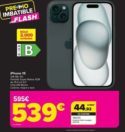 Carrefour iPhone 15 oferta