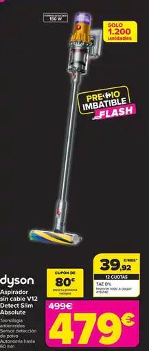 Carrefour DYSON Aspirador sin cable V12 Detect Slim Absolute oferta