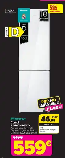 Carrefour HISENSE Combi RB440N4GWD oferta