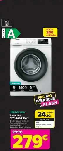 Carrefour HISENSE Lavadora WF1Q8041BW1 oferta
