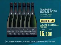 Hipercor Champagne blanc de blancs brut martel. oferta