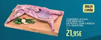 Cordero lechal, por medios o enteros, con cabeza y/o asadura.