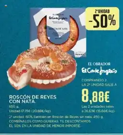 Hipercor Roscón de reyes con nata. oferta
