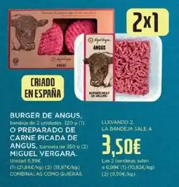 Hipercor Burger de anguso preparado de carne picada de angus oferta