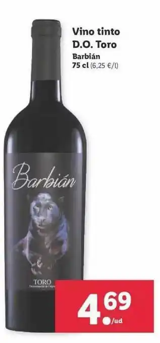 Lidl Vino Tinto D.o. Tinto Barbián oferta