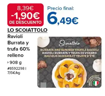 Costco LO SCOIATTOLO Ravioli Burrata y trufa 60% relleno oferta