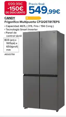 Costco CANDY Frigorífico Multipuerta CFQQ5T817EPS oferta