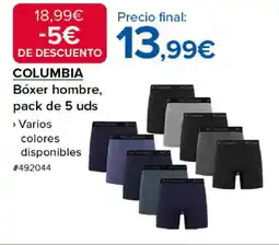 Costco COLUMBIA Bóxer hombre, pack de 5 uds oferta