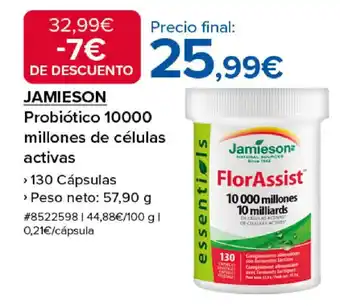 Costco JAMIESON Probiótico 10000 millones de células activas oferta