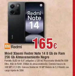 Hiper FROIZ REDMI Móvil Xiaomi Redmi Note 14 8 Gb de Ram 256 Gb Almacenamiento Negro oferta