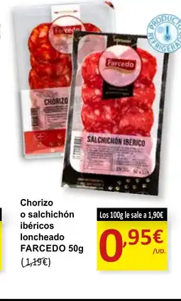 SPAR FARCEDO Chorizo o salchichón ibéricos loncheado oferta