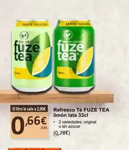 SPAR FUZE TEA Refresco limón lata oferta