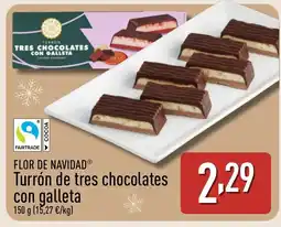 ALDI FLOR DE NAVIDAD Turrón de tres chocolates con galleta oferta