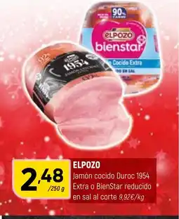 Coviran ELPOZO Jamón cocido Duroc 1954 Extra o BienStar reducido en sal al corte oferta
