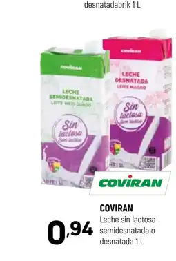Coviran COVIRAN Leche sin lactosa semidesnatada o desnatada oferta