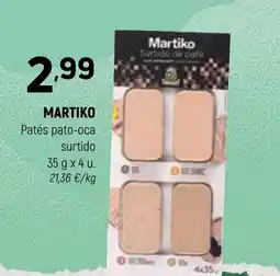 Coviran MARTIKO Patés pato-oca surtido oferta