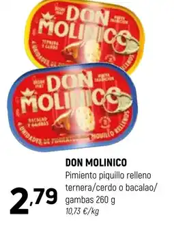 Coviran DON MOLINICO Pimiento piquillo relleno ternera/cerdo o bacalao/ gambas oferta