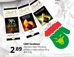 Coviran LINDT Excellence Chocolate negro 70% cacao, pistacho o negro naranja oferta