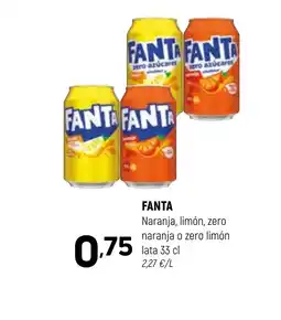 Coviran FANTA Naranja, limón, zero naranja o zero limón lata oferta