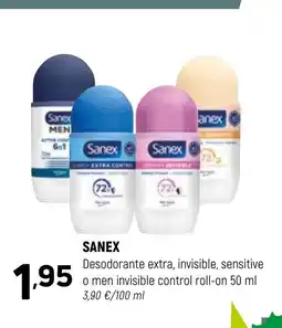 Coviran SANEX Desodorante extra, invisible, o men invisible control roll-on oferta