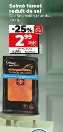 Dia Salmó fumat reduït de sal oferta